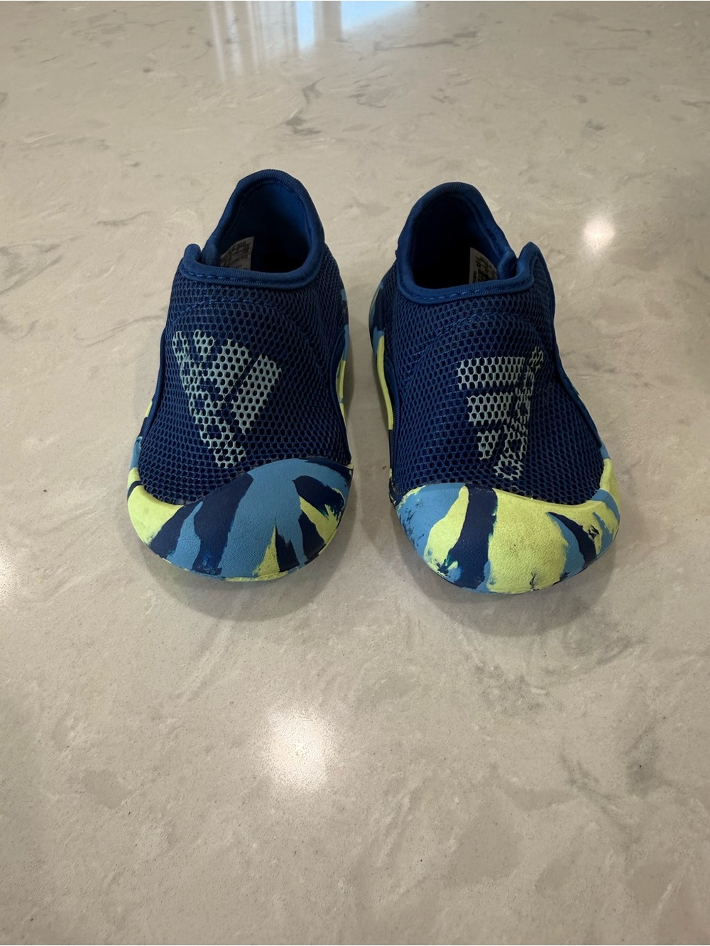adidas Navy and Lime Kids Slip-On Water Shoes